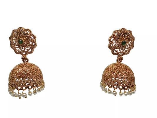 Women Kundan Polki Earrings Valentine's Day Gift Indian Bollywood Gold Plated By Kalra Creations