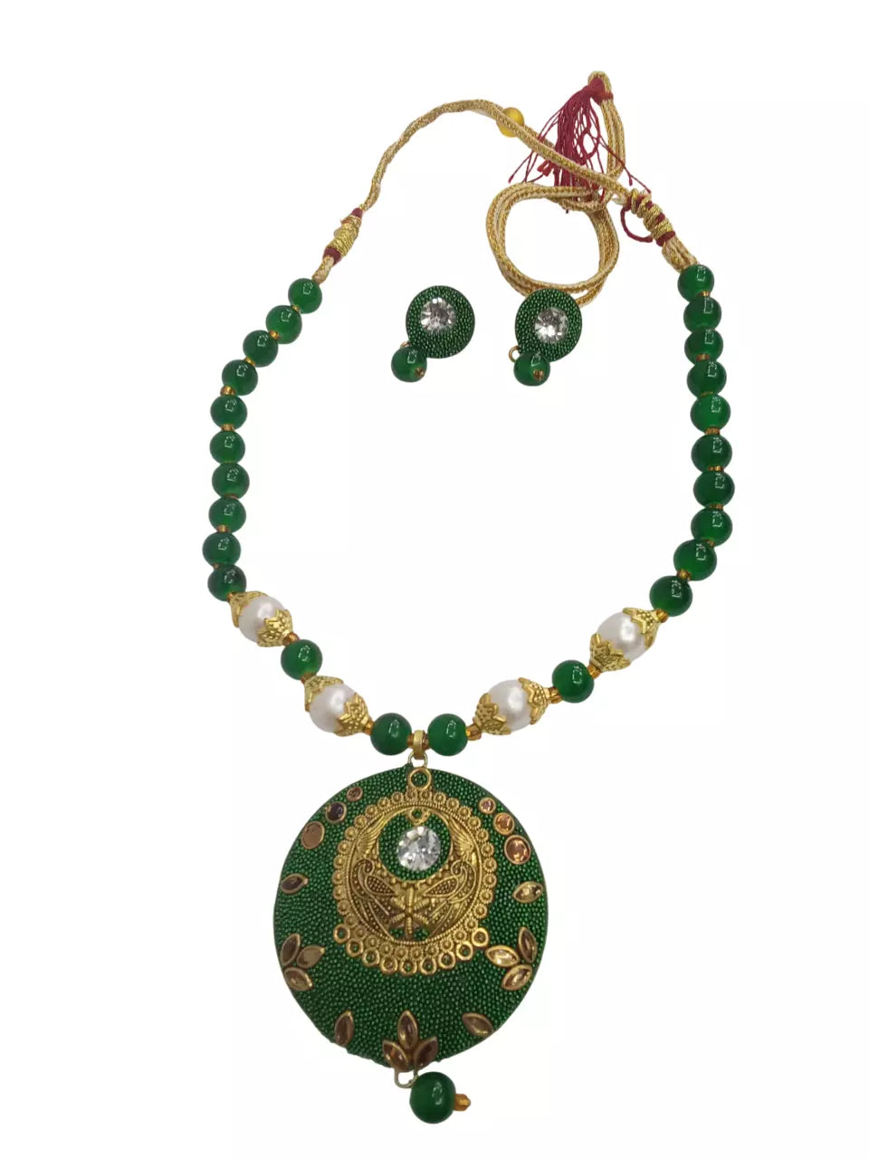 Women Jewellery Necklace Stylish Gold Plated Antique Wedding Girls Pendant Set