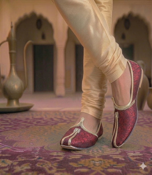 Maroon Groom Mojari Shoes Handmade Sherwani Jutti