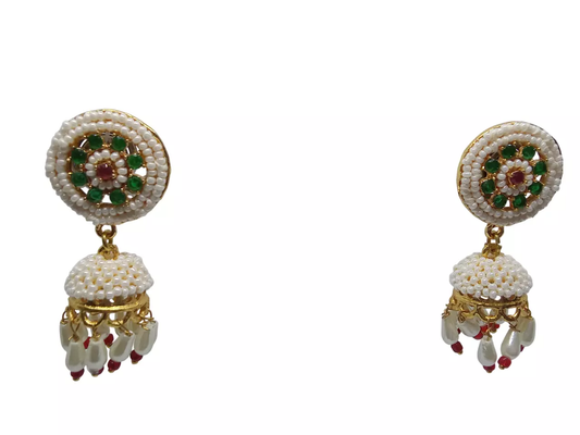 Women Kundan Polki Girls Earrings Indian Bollywood Gold Plated Valentine's Day Gift By Kalra Creations