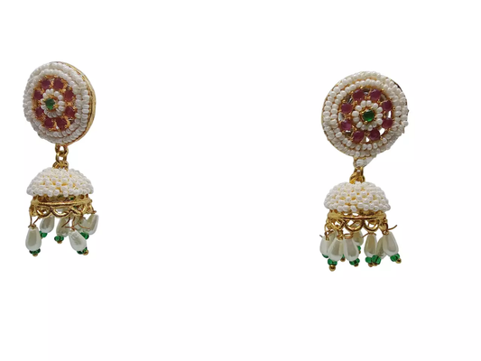 Women Kundan Polki Earrings Valentine's Day Gift Indian Gold Plated Bollywood By Kalra Creations