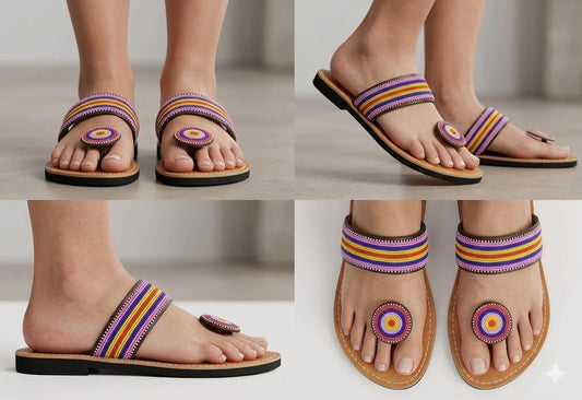 Handmade Bridal Multicolor Ethnic Flats Slippers