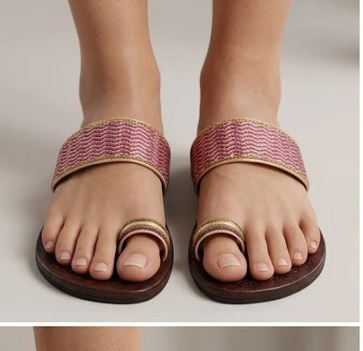 Handmade Bridal Brown Slippers Ethnic Flats