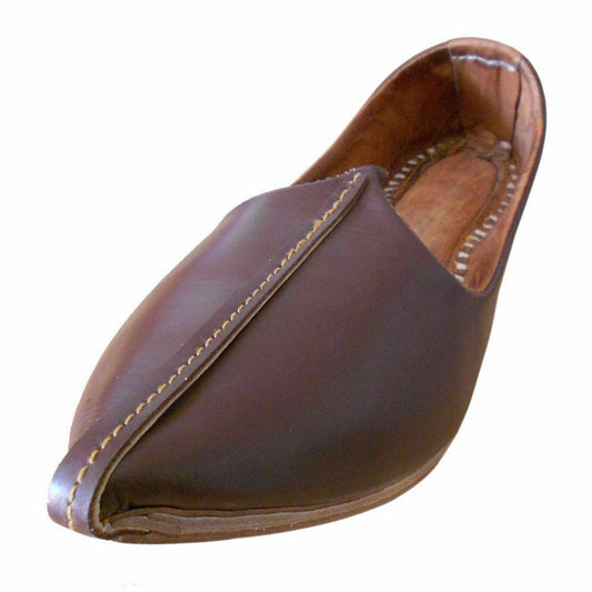By Kalra Creations Men Shoes Indian Handmade Espadrilles Jutties Brown Leather Mojaries Flip-Flops Flat US 8