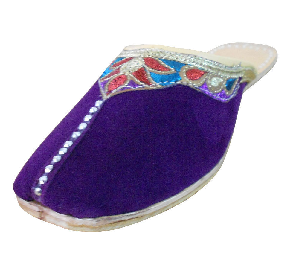Women Slippers Traditional Handmade Indian Leather Purple Clogs Flat US 6-9