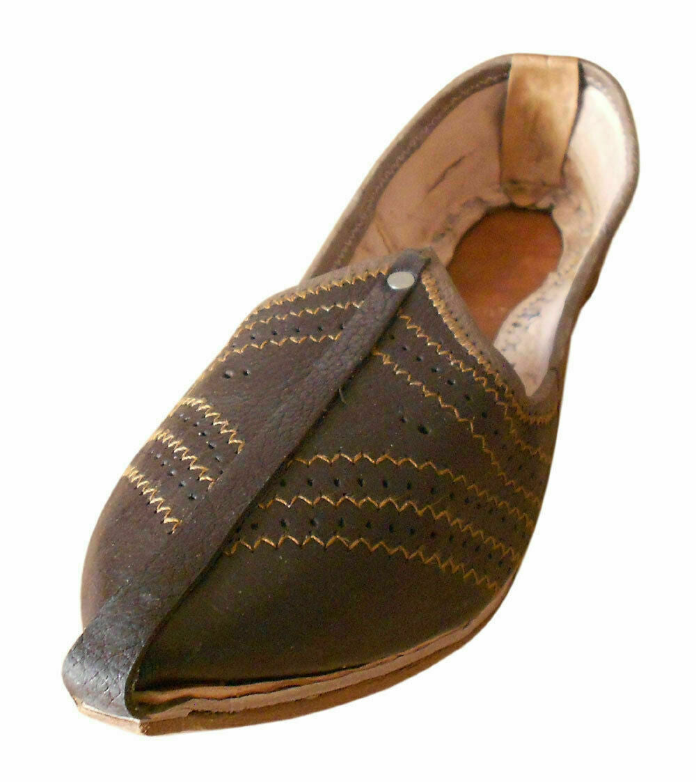 Women Shoes Casual Unisex Jutties Handmade Leather Mojaries Flip-Flops Flat US 10/11