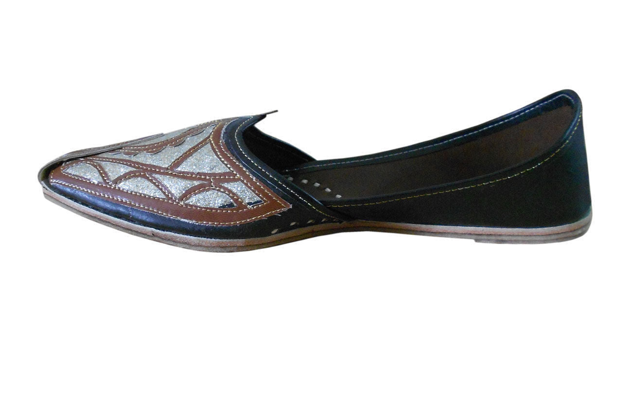 By Kalra Creations Men Shoes Indian Leather Mojaries Handmade Handmade Punjabi Black Jutties Flip-Flops Flat US 7-10