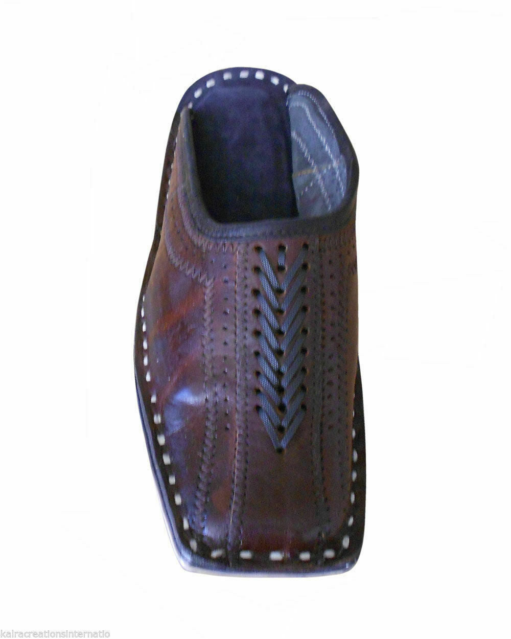 By Kalra Creations Men Slippers Shoes Indian Mojaries Handmade Khussa Leather Clogs Ethnic Brown Jutties Flip-Flops Flat US 8