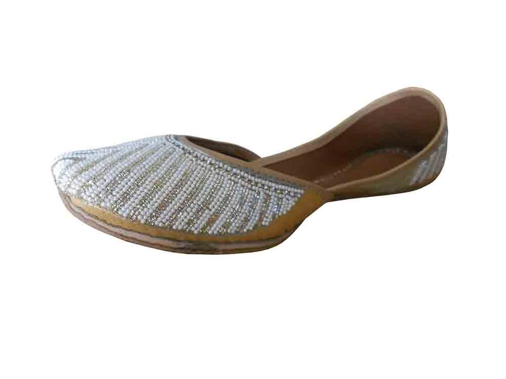 Women Shoes Indian Khussa Wedding Mojaries Leather Handmade Jutties Flip-Flops US 7-9