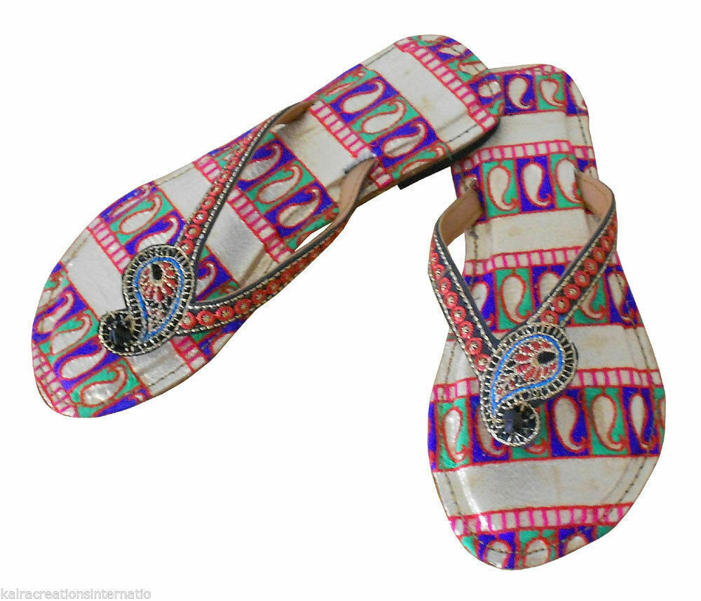 Women Slippers Indian Handmade Traditional Flip-Flops Designer Slipper Flip-Flops Flat US 5-8