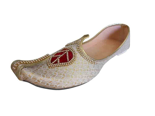 By Kalra Creations Men Shoes Traditional Wedding Punjabi Jutties Handmade Cream Mojaries Flip-Flops Flat US 6-12