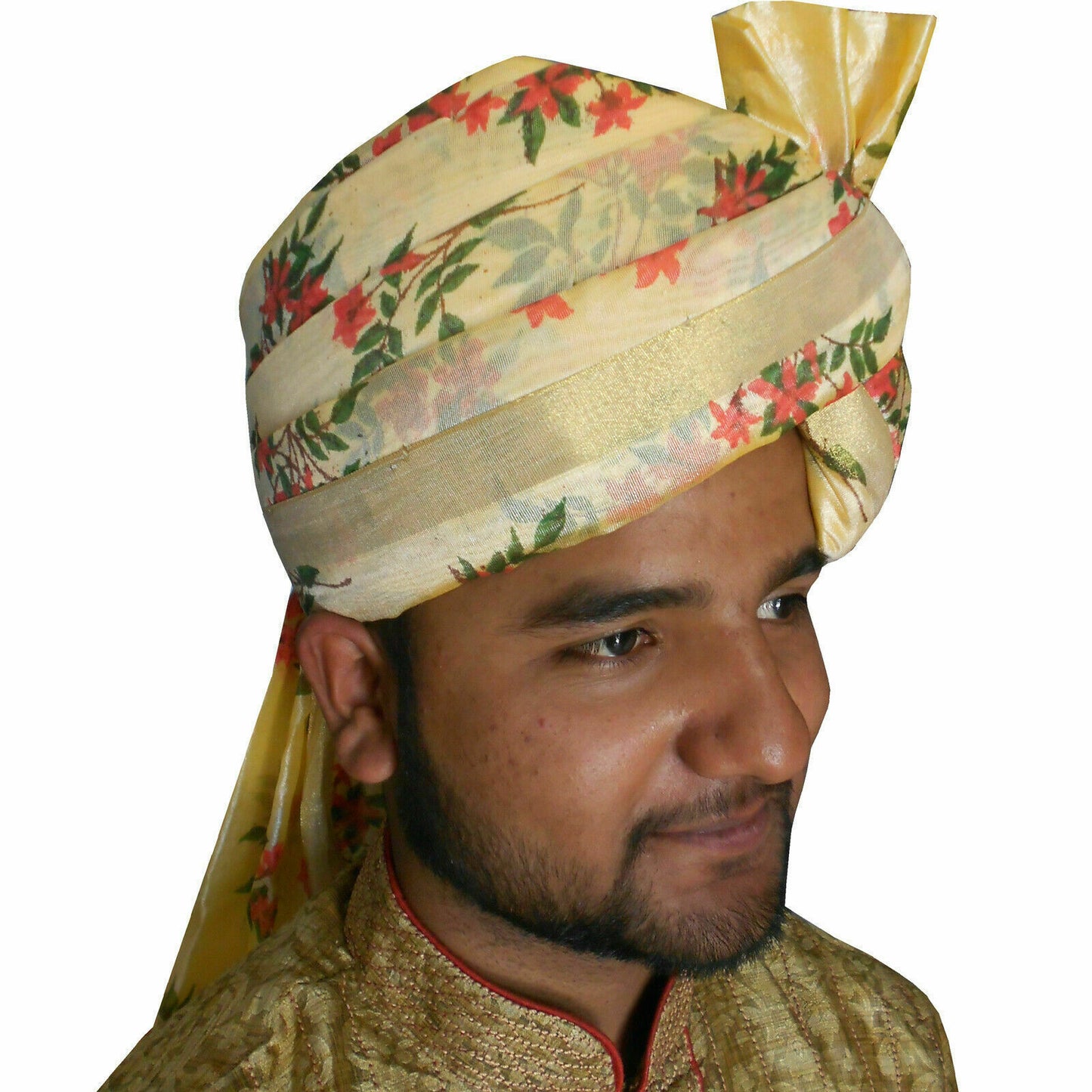 Men Hat Designer Turban Floral Print Wedding Safa Indian Groom Pagri Handmade Pag
