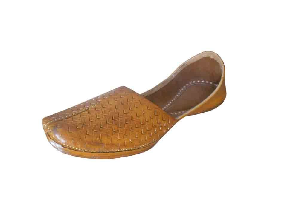 Men Shoes Mojaries Leather Mojaries Indian Loafers Handmade Brown Punjabi Jutties Flip-Flops Flat US 7-10