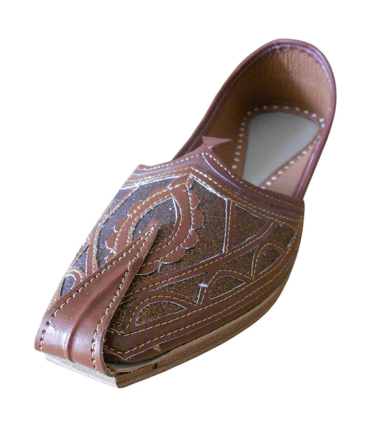 By Kalra Creations Men Shoes Traditional Leather Loafers Brown Mojaries Punjabi Handmade Flip-Flops Flat US 7-9
