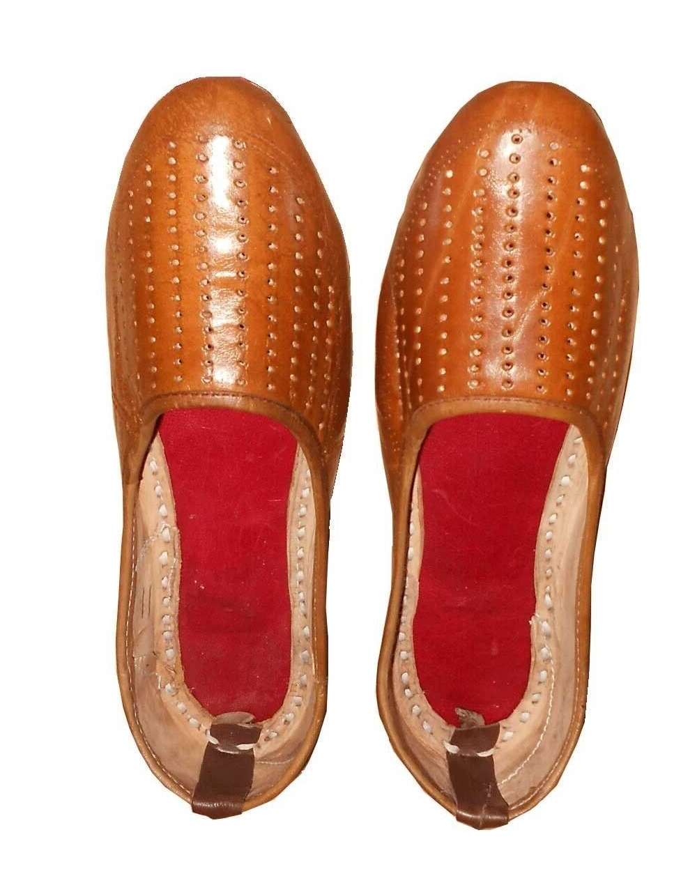 Men Shoes Indian Handmade Traditional Leather Mojaries Brown Groom Khussa Jutties Flip-Flops Flat US 8