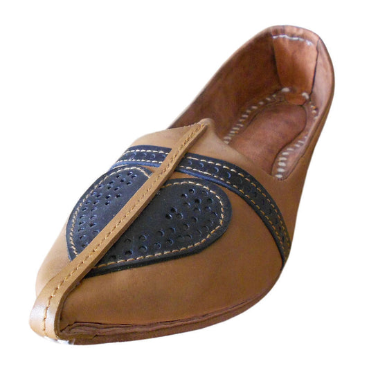 By Kalra Creations Men Shoes Indian Handmade Leather Camel Mojaries Jutties Loafers & Slip Ons Flip-Flops US 8-11