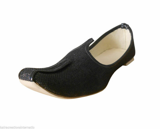 By Kalra Creations Men Shoes Traditional Wedding Jutties Handmade Loafers Black Mojaries Flip-Flops Flat US 6-9