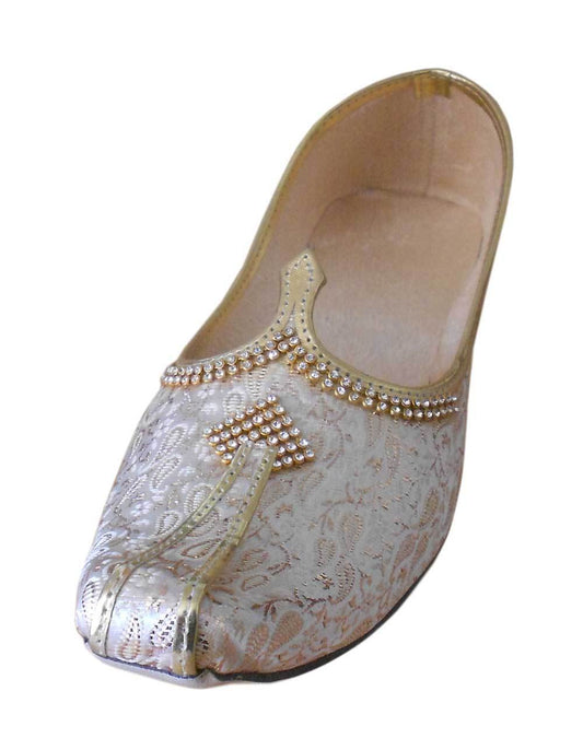 By Kalra Creations Men Shoes Traditional Groom Leather Mojaries Khussa Wedding Cream Jutties Flip-Flops Flat US 7-12