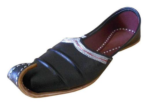 By Kalra Creations Men Shoes Indian Jutties Khussa Leather Loafer Black Mojaries Loafers & Slip Ons Flip-Flops Flat US 8.5-9.5