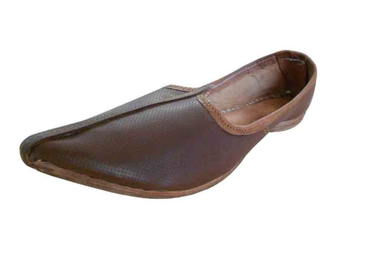 By Kalra Creations Men Shoes Indian Genuine Casual Jutties Leather Handmade Brown Mojaries Flip-Flops US 8