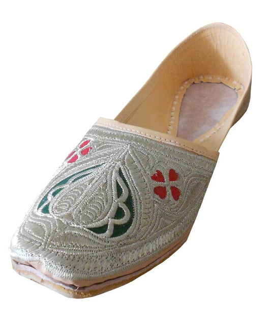 By Kalra Creations Men Shoes Indian Jutties Punjabi Cream Loafers Leather Handmade Mojaries Flip-Flops Flat US 8