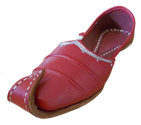 Men Shoes Indian Leather Red Mojaries Handmade Loafers Casual Jutties Khussa Flip-Flops Flat US 8.5-11.5