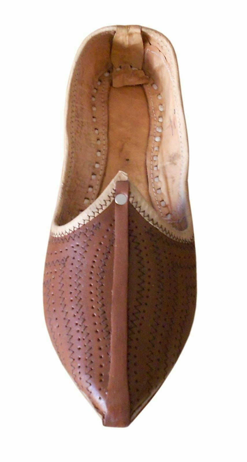 Men Shoes Indian Handmade Jutties Traditional Loafers & Slip Ons Leather Brown Mojaries Flip-Flops Flat US 8