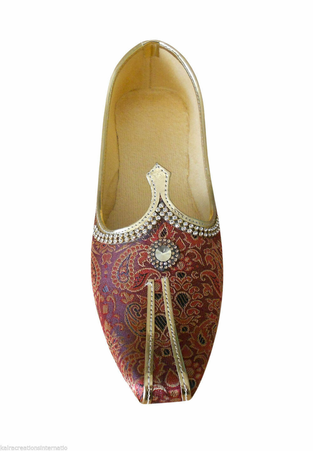 Men Shoes Traditional Mojaries Wedding Leather Maroon Jutties Loafers & Slip Ons Flip-Flops Flat US 6
