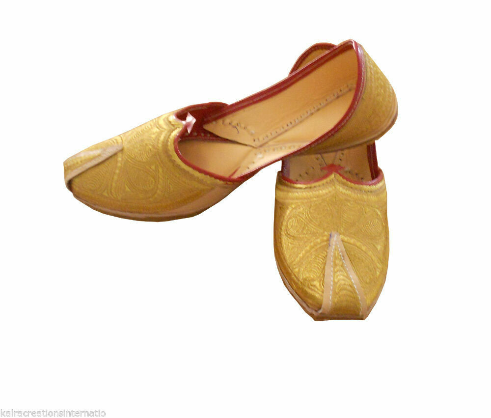 Men Shoes Traditional Leather Mojaries Cream Jutties Wedding Loafers & Slip Ons Flip-Flops Flat US 9