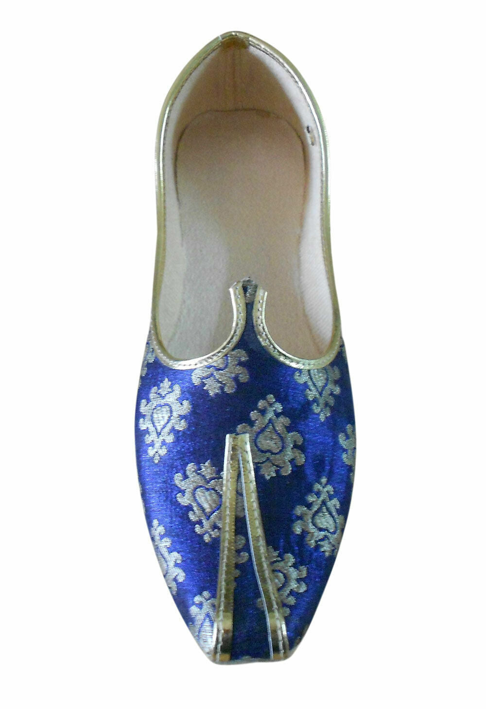 Men Shoes Indian Handmade Jutties Sherwani Blue Mojaries Loafers & Slip Ons Flip Flops Flat US 7