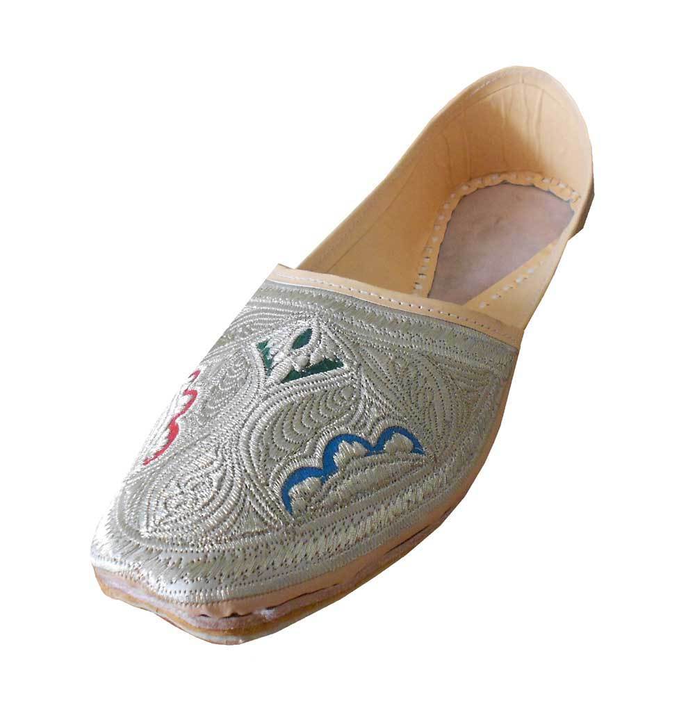 Men Shoes Traditional Leather Jutties Cream Wedding Loafers Mojaries Flip-Flop Flat US 8.5