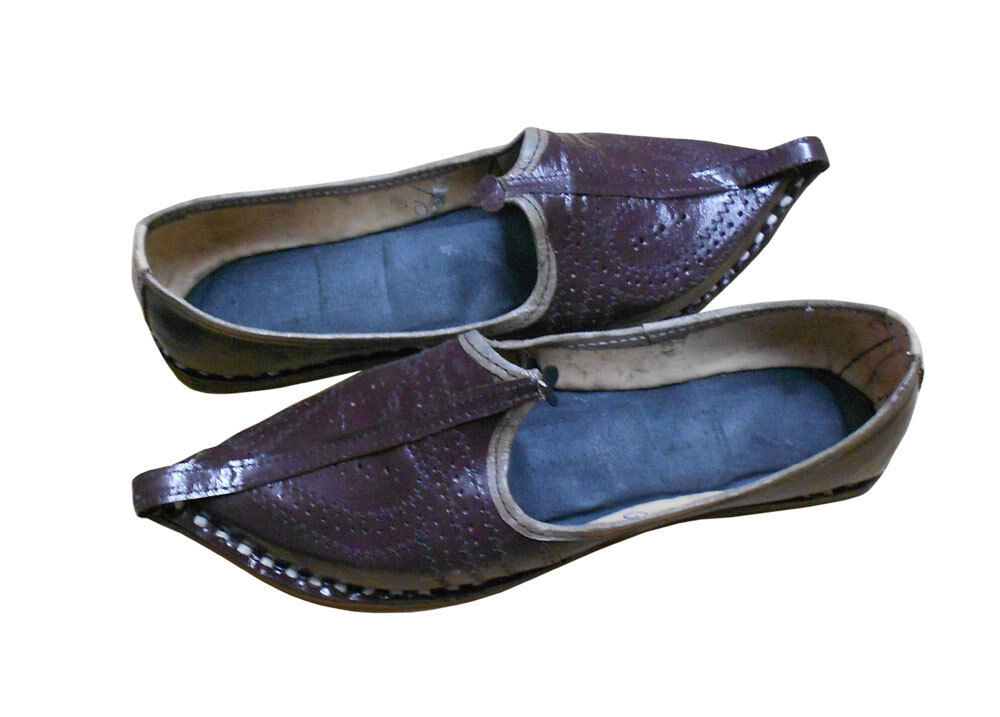 Men Shoes Jutties Traditional Handmade Leather Brown Mojaries Flip-Flops Flat US 7