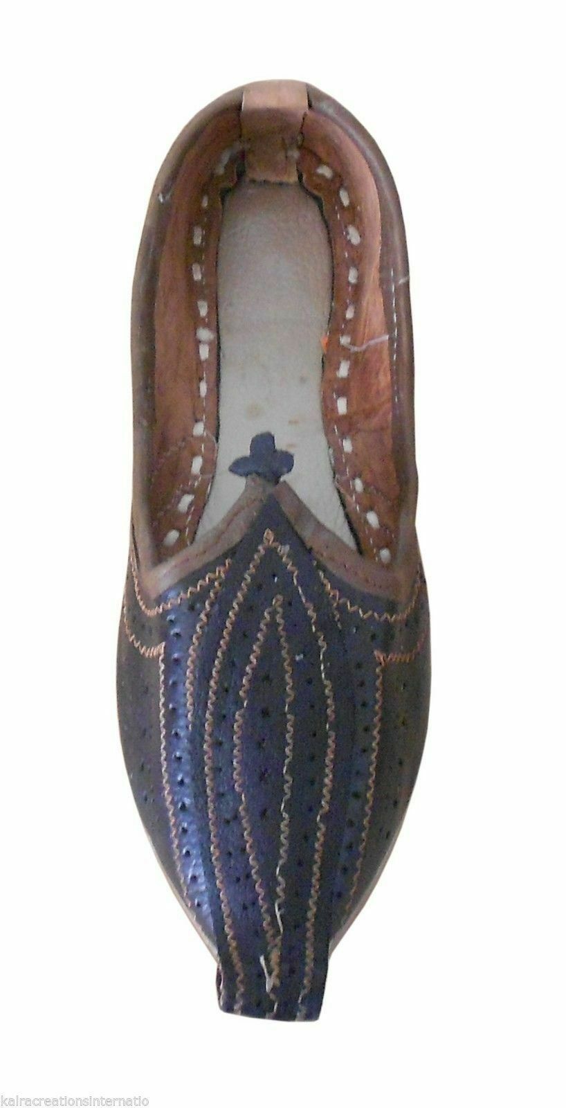 Men Shoes Leather Mojaries Indian Handmade Black Espadrilles Casual Jutties Flip-Flops US 7