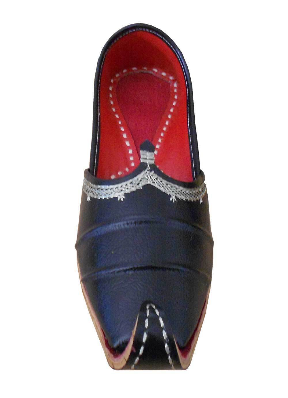 Men Shoes Black Jutties Indian Leather Mojaries Loafers & Slip Ons Flip-Flops Flat US 8.5-10.5