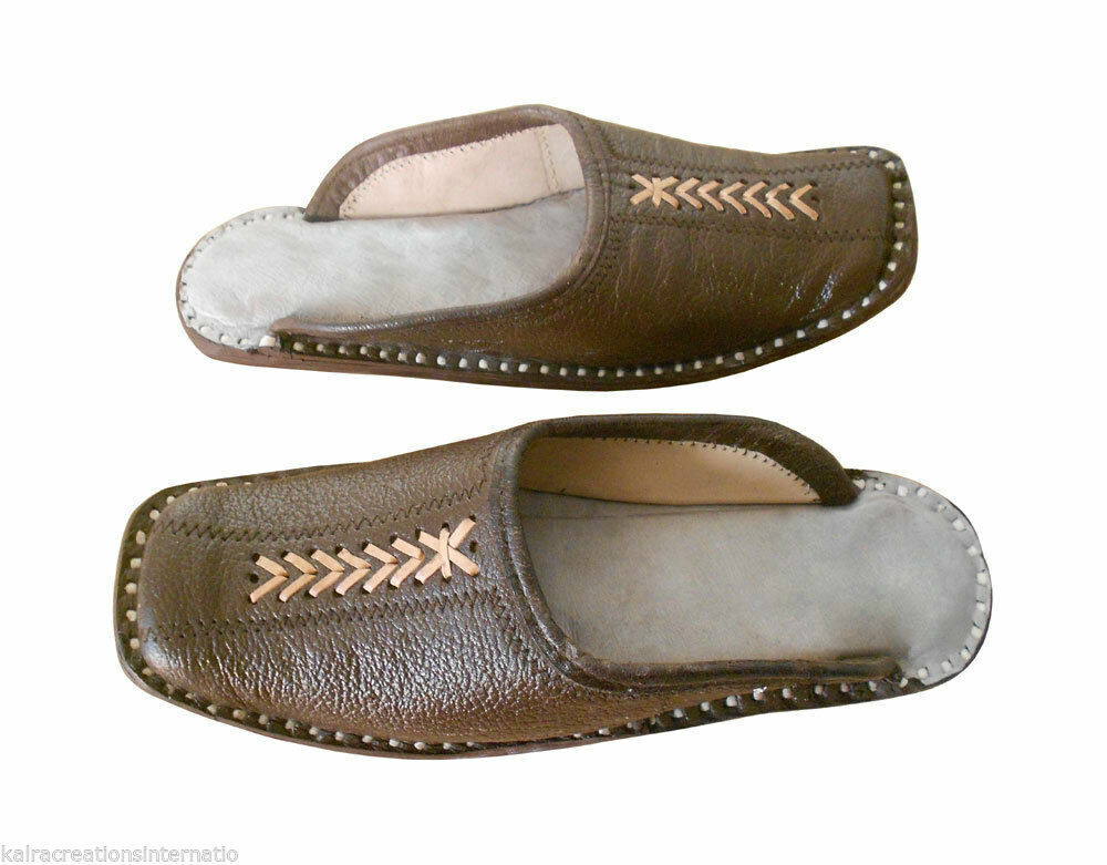Men Slippers Indian Handmade Jutties Wedding Leather Mojaries Traditional Flip-Flops Flat US 7