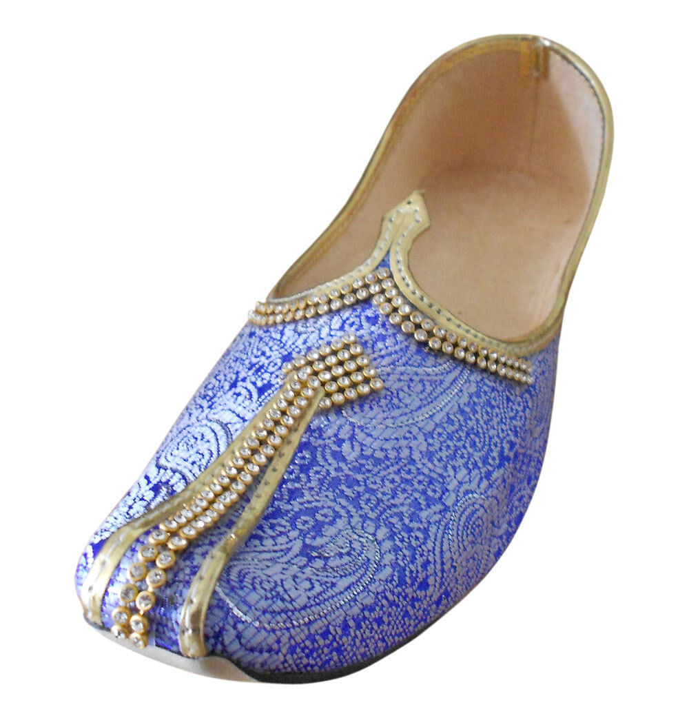 Men Shoes Handmade Groom Sky-Blue Jutties Loafers & Slip Wedding Mojaries Flip-Flops Flat US 6-11