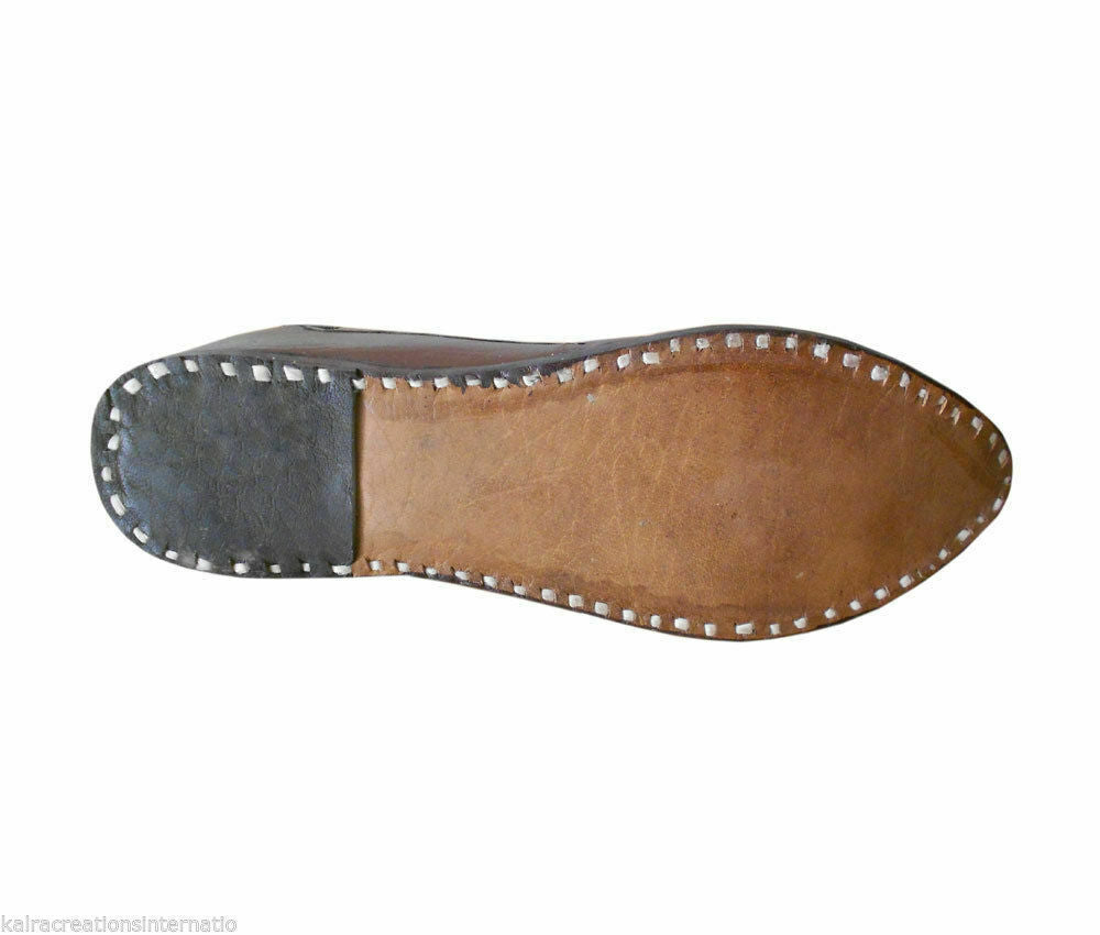 Men Shoes Indian Handmade Loafers Traditional Jutties Casual Khussa Leather Mojaries Flip-Flops Flat US 7