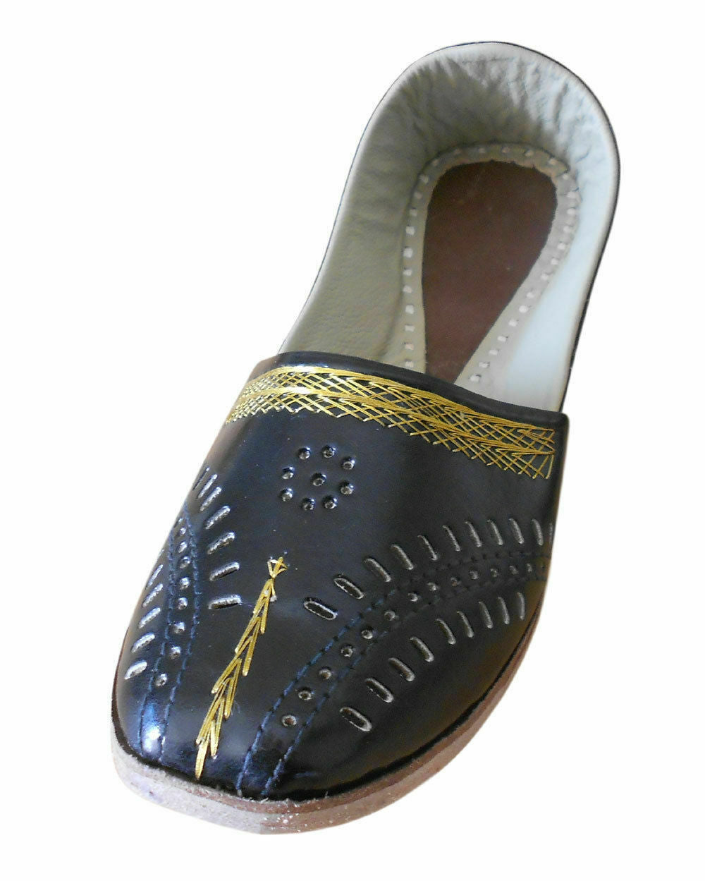 Men Shoes Handmade Punjabi Jutties Casual Leather Indian Casual Mojaries Black Flip-Flops Flat US 8/9
