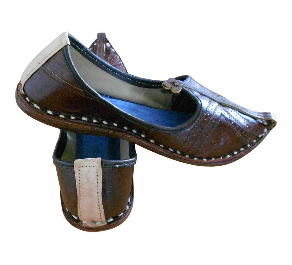 Men Shoes Traditional Indian Jutties Leather Brown Espadrilles Mojaries Flip Flops Flat US 7