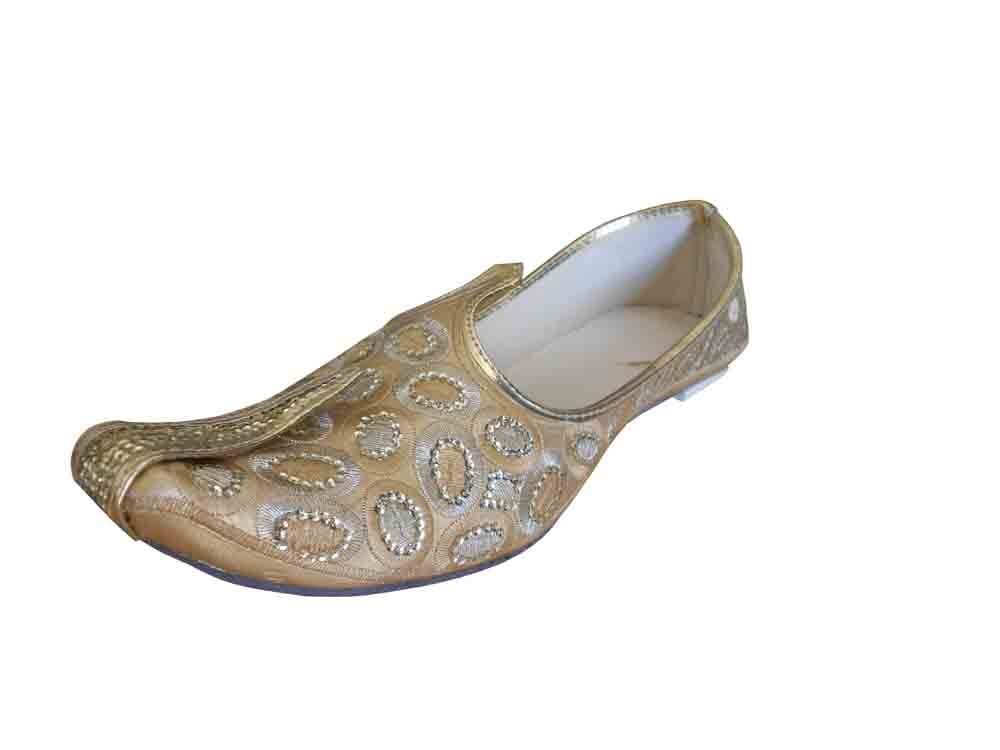 Men Shoes Traditional Jutties Handmade Wedding Gold Mojaries Loafers Flip-Flops Flat US 7-11