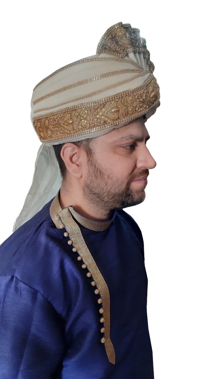 Men Hat Wedding Designer Groom Turban Indian Pagri Handmade Cream Safa Top