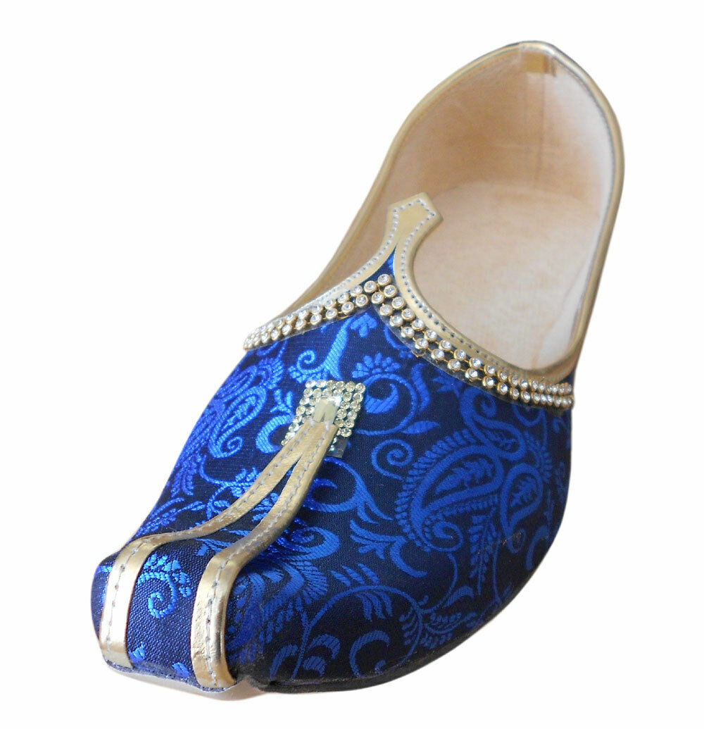 Men Shoes Indian Handmade Sherwani Loafers Sky Blue Jutties Loafers & Slip Ons Flip-Flops Flat US 6