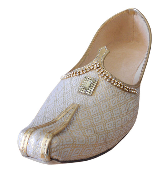 By Kalra Creations Men Shoes Indian Traditional Wedding Jutties Handmade Cream Groom Mojaries Flip-Flops US 6-12