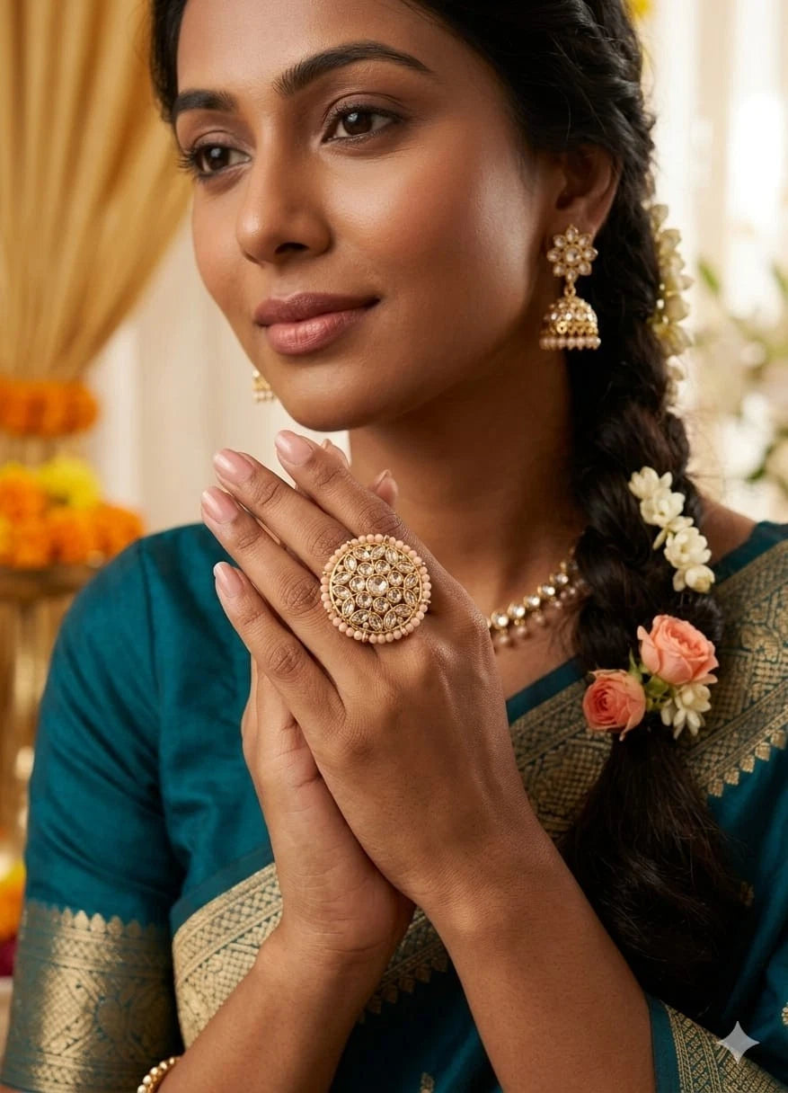 Trendy Kundan Polki Adjustable Ring