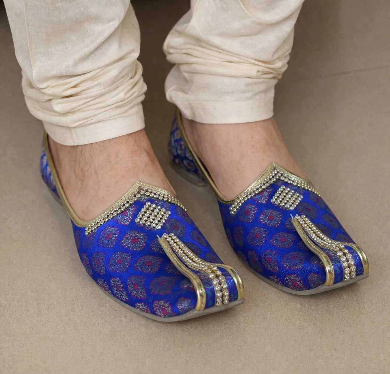 Sherwani Mojari Shoes for Groom Blue