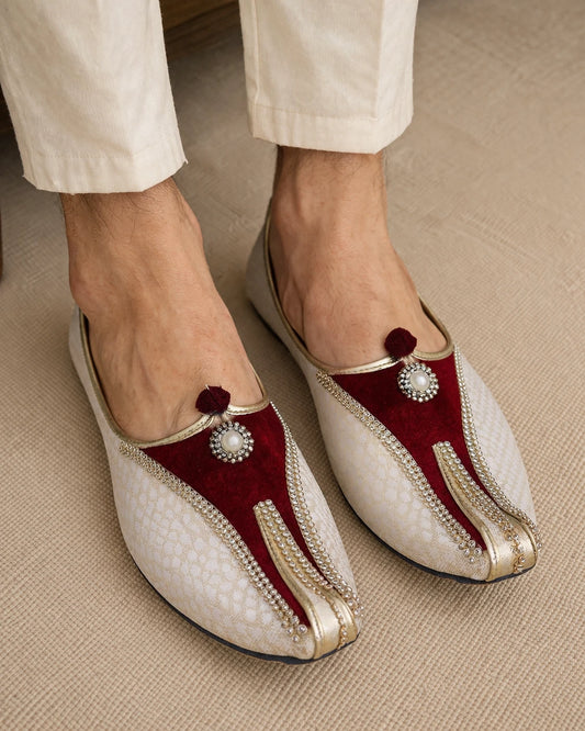 Punjabi Khussa Loafers for Men Cream Synthetic