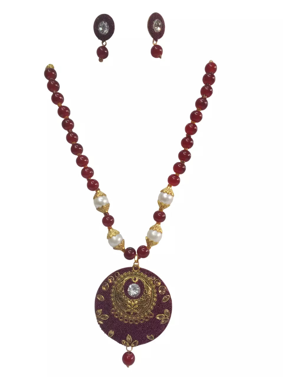 Women Jewellery Necklace Stylish Gold Plated Antique Wedding Girls Pendant Set