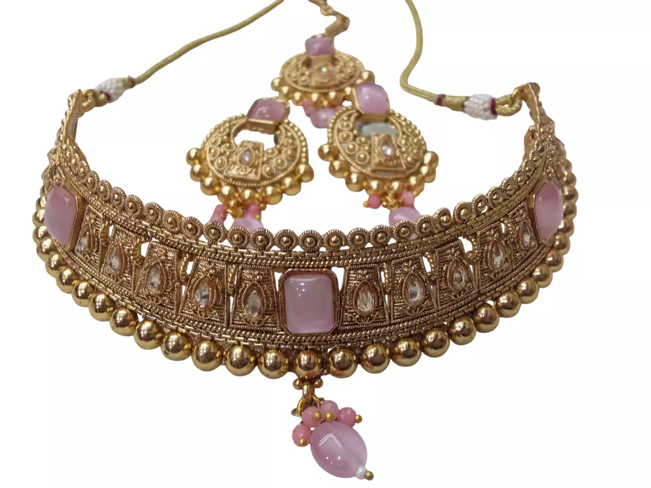 Gold Plated Women Wedding Jewellery Necklace Set Stylish Choker Girls Pendant