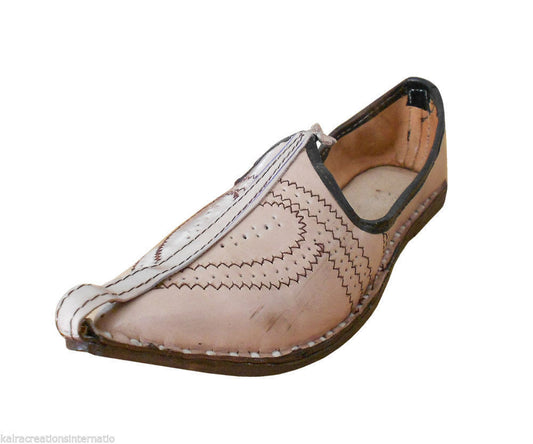 Men Shoes Handmade Jutties Indian Leather Mojaries Casual Camel Espadrilles Loafers & Slip Ons Flip-Flops Flat US 7