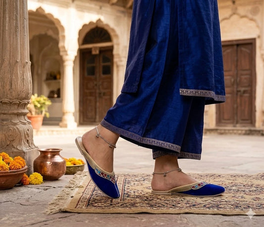 Women Casual Blue Slippers Handmade Leather Clogs